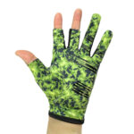 دستکش ماهیگیری کایدا مدل KDF Knight سه انگشت باز و رنگ استتار سبز تصویر 2