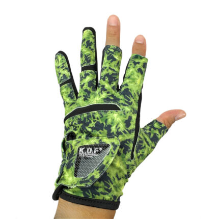 دستکش ماهیگیری کایدا مدل KDF Knight سه انگشت باز و رنگ استتار سبز