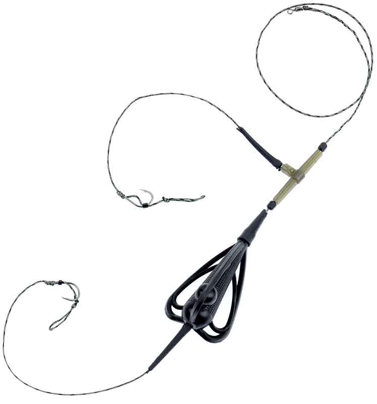 Carp-mounting-KDF-FM-193-7-01 ریسه آماده فیدر کایدا FM 193-7 وزن 20 گرم | دو قلاب سایز 11 با فیدر مخروطی مشبک