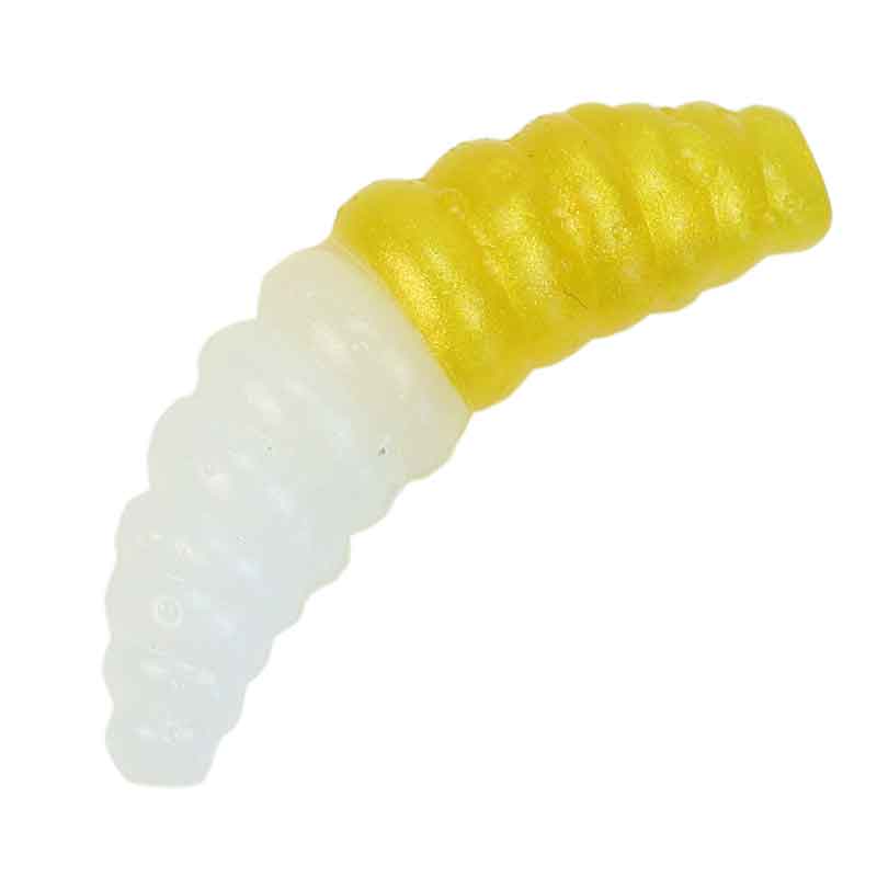 Edible-silicone-floating-bait-KDF-Banana-Maggot-Cheese-Cheese-35-mm-white-gold-fluorescent-color-14-01 طعمه ژلهای طعمدار شناور کایدا با بوی پنیر و طعم موز – سایز 35 میلیمتر رنگ 14